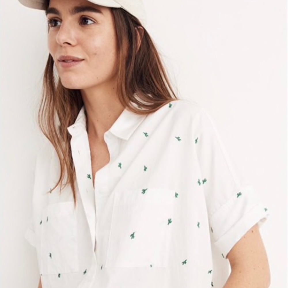 Brand new Madewell Cactus Embroidered top